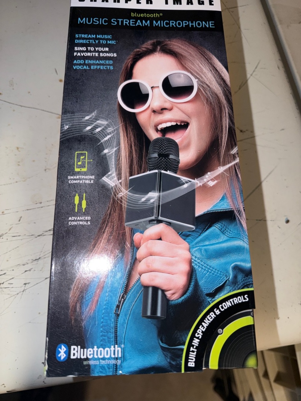 Sharper Image Black and Silver Bluetooth Music Stream Microphone